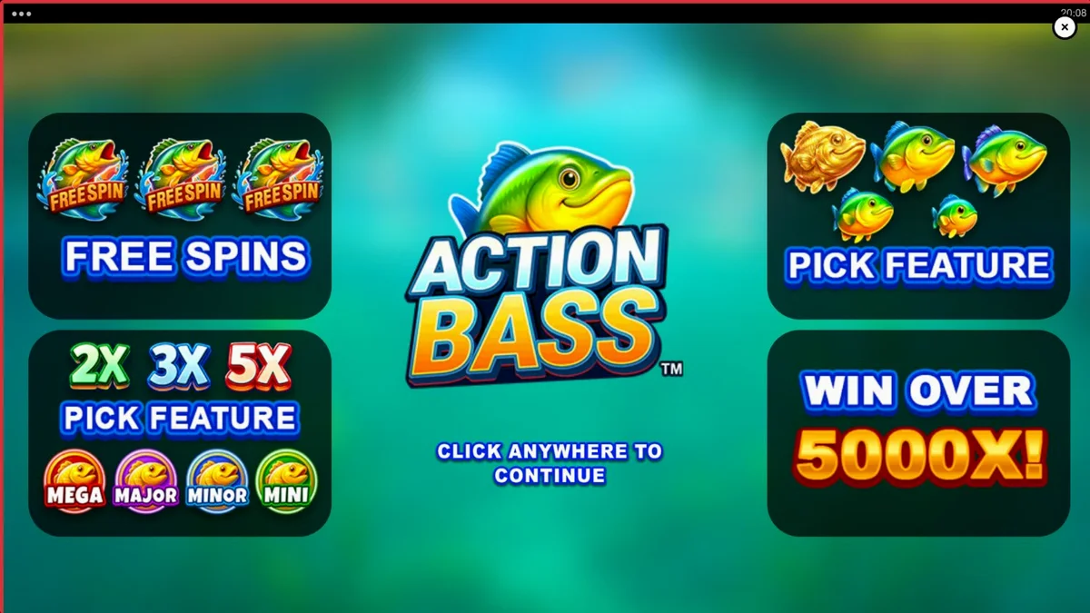 Tampilan visual slot Action Bass dengan tema memancing dan perairan yang tenang